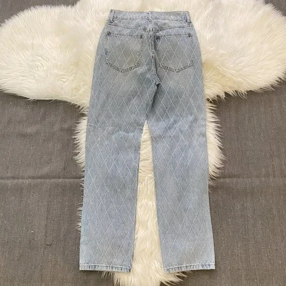 Zara Diamond Patterned Blue Jeans - Picture 4 of 8